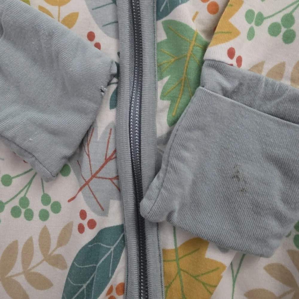 Little Sleepies - Warm Taupe Fall Leaves Bamboo Viscose Zippy